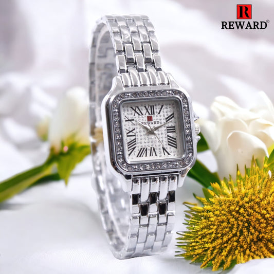 REWARD Elegant Square Watch with Diamond Accents