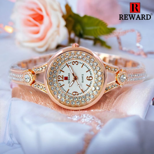 REWARD Elegant Rose Gold Watch with Diamond Accents